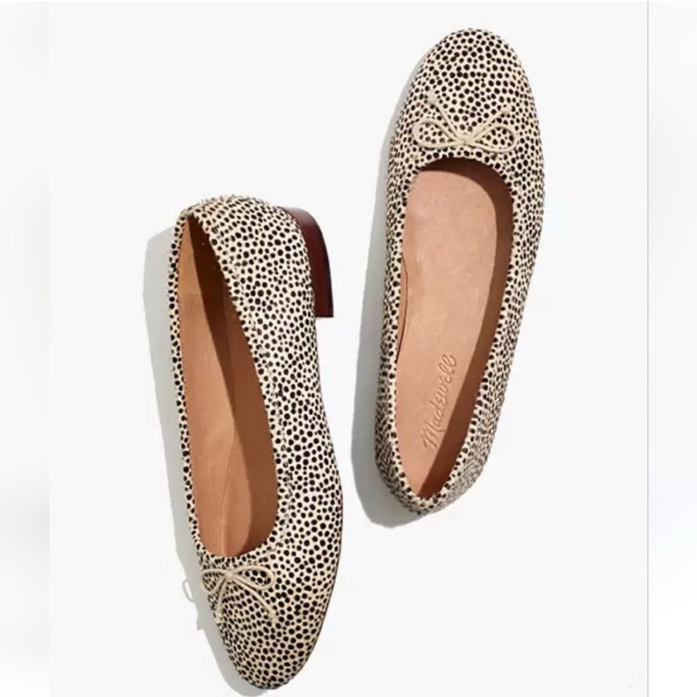 Madewell Animal Print "The Adelle" Ballet Flat in Spot Dot Calf Hair Sz. 7.5